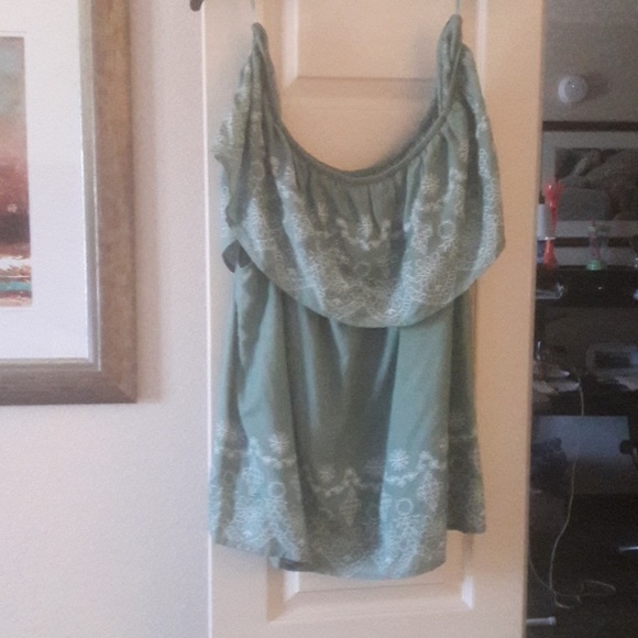 TURQUOISE BLUE BLOUSE - Picture 1 of 5